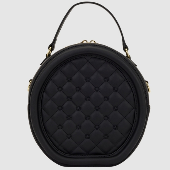 Elegant Black Quilted Circle Bag - Picture 2 of 5